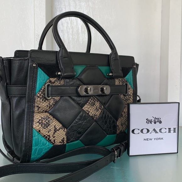 Coach Handbags - Coach Canyon Quilt Swagger 27 Carryall Exotic Leather Tote Bag Rare